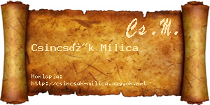 Csincsák Milica névjegykártya